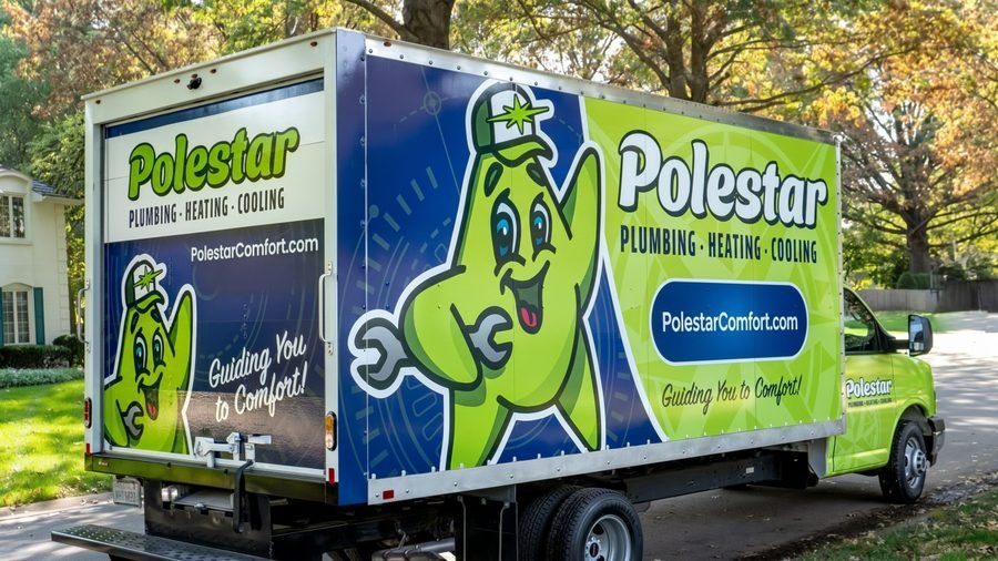 right facing green and blue polestar truck